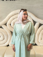 Every Day Buttoned Shirt Dress-Mint