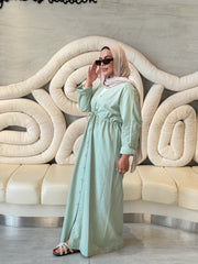 Every Day Buttoned Shirt Dress-Mint