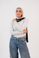 Long Sleeves Essential Top-Light Grey