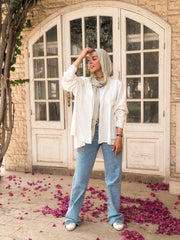 High Low Linen Shirt-Offwhite