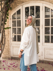 High Low Linen Shirt-Offwhite