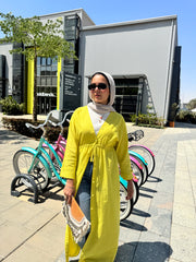 Every Day Buttoned Shirt Dress-Light Yellow