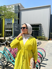 Every Day Buttoned Shirt Dress-Light Yellow