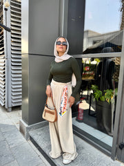 Pleated Linen Pants-Light Beige