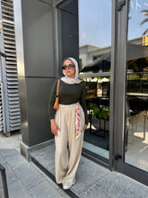 Pleated Linen Pants-Light Beige