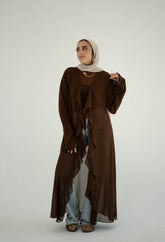 Ruffles Kimono-Dark Brown