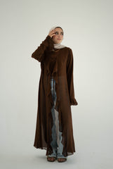 Ruffles Kimono-Dark Brown