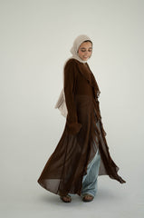 Ruffles Kimono-Dark Brown