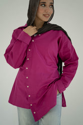 Asymmetric Poplin Shirt-Purple