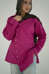 Asymmetric Poplin Shirt-Purple