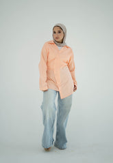 Asymmetric Poplin Shirt-Blush Pink