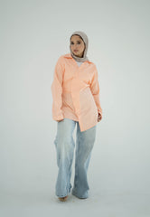 Asymmetric Poplin Shirt-Blush Pink