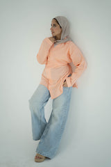 Asymmetric Poplin Shirt-Blush Pink