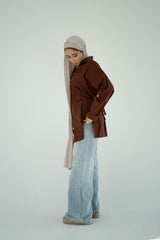 Asymmetric Poplin Shirt-Dark Brown