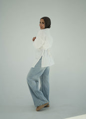 Asymmetric Poplin Shirt-Off White