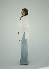 Asymmetric Poplin Shirt-Off White