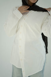 Asymmetric Poplin Shirt-Off White