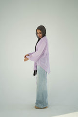 Ruched Sheer Blouse -Lilac