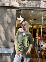 Olive Wrapped Linen Shirt