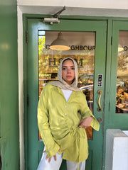 Lime Green Wrapped Linen Shirt