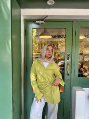 Lime Green Wrapped Linen Shirt