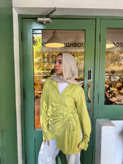 Lime Green Wrapped Linen Shirt