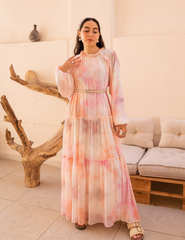 Fiesta Dress-Light Orange X Light Pink