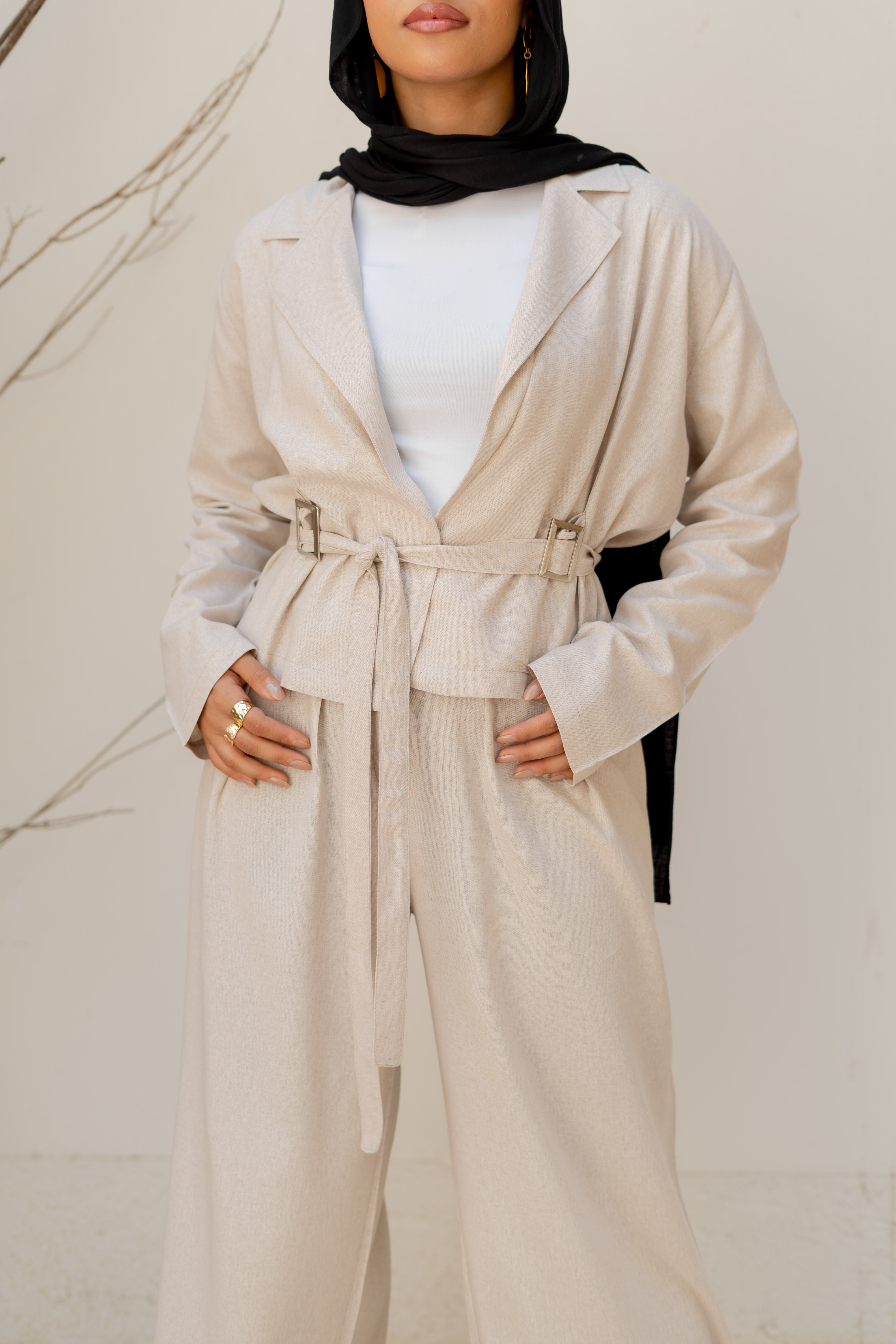 Blazer Linen Set – Beige