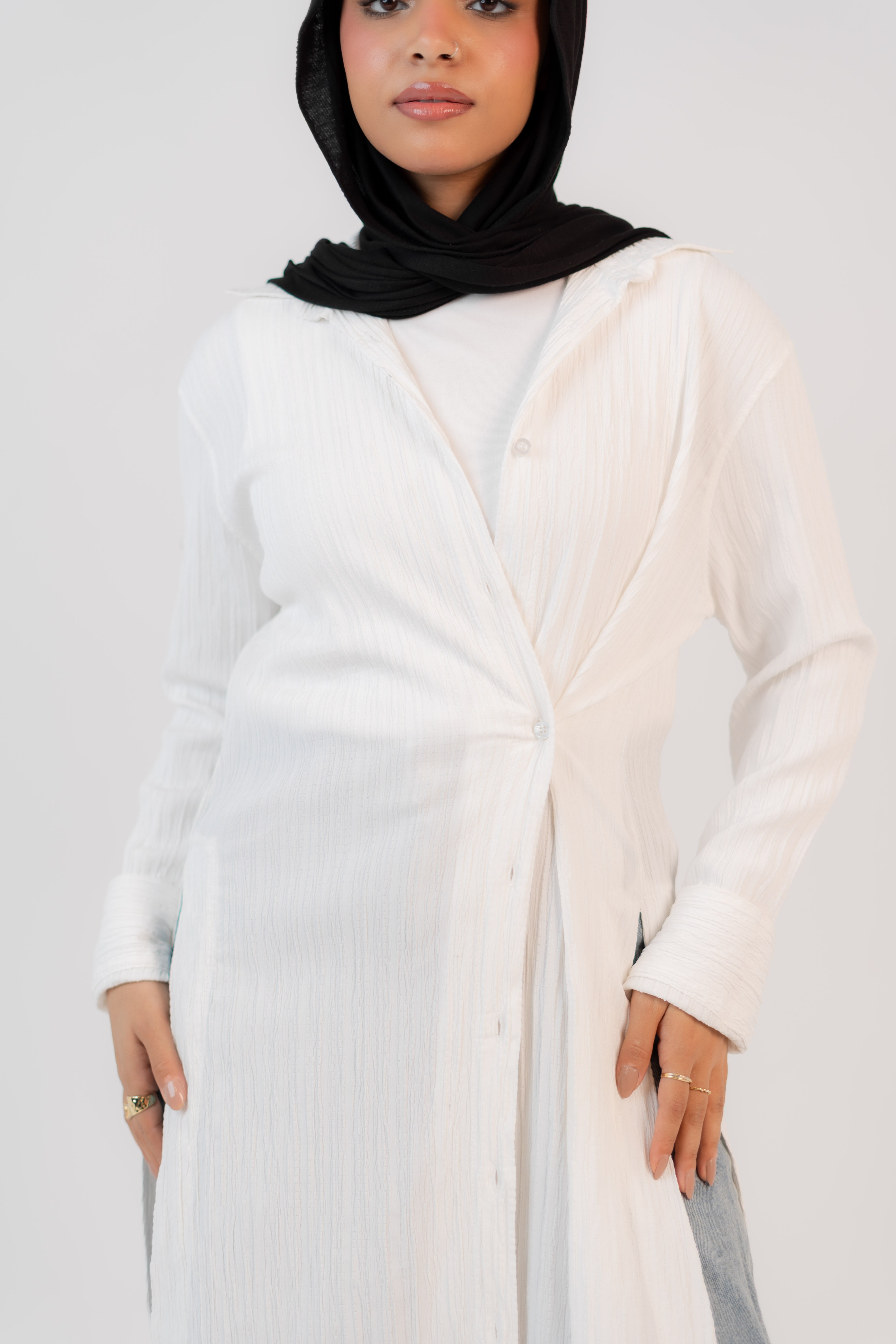 Multi-Wrapped Shirt Dress  – Off-White