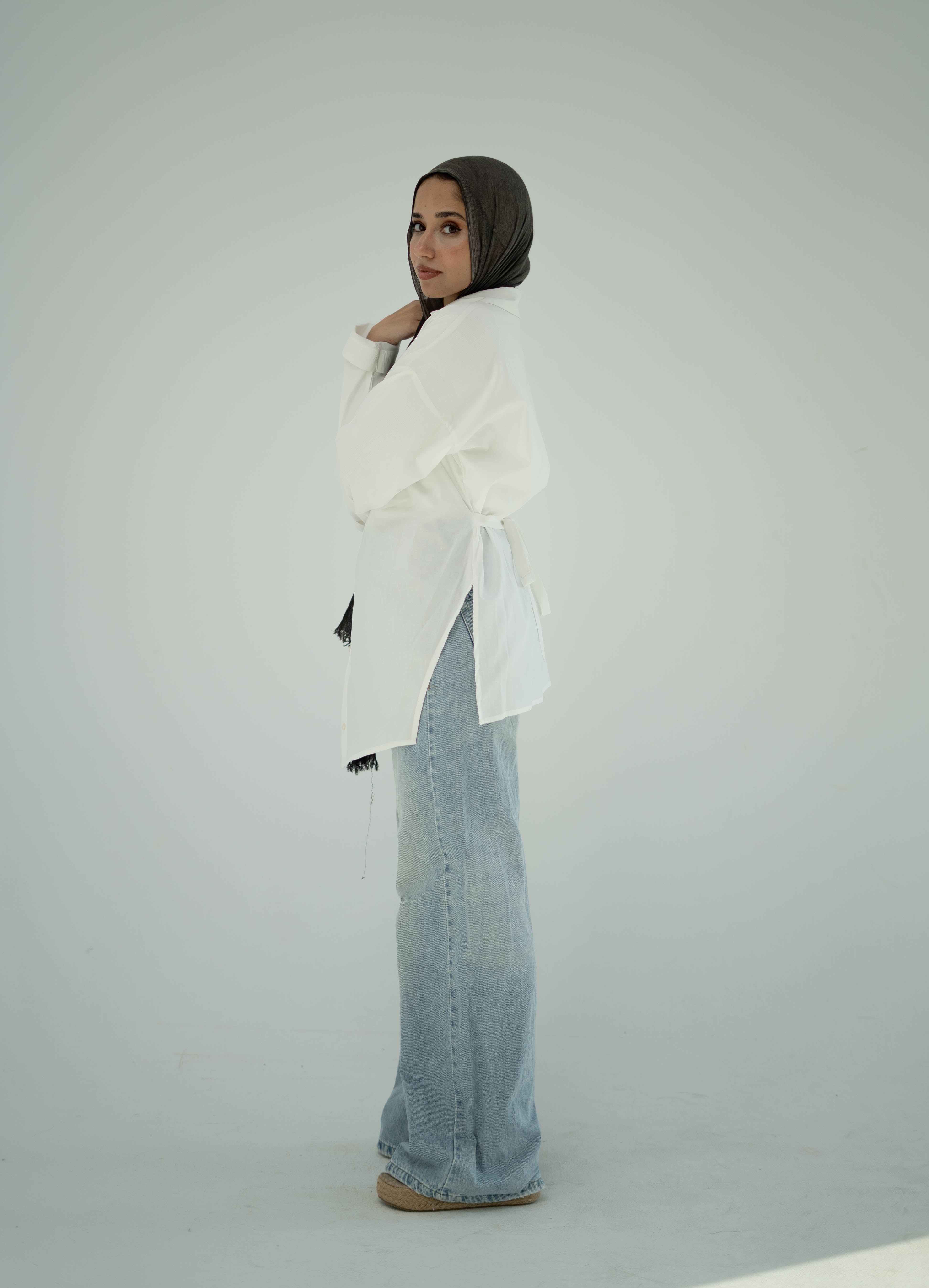 Asymmetric Poplin Shirt-Off White