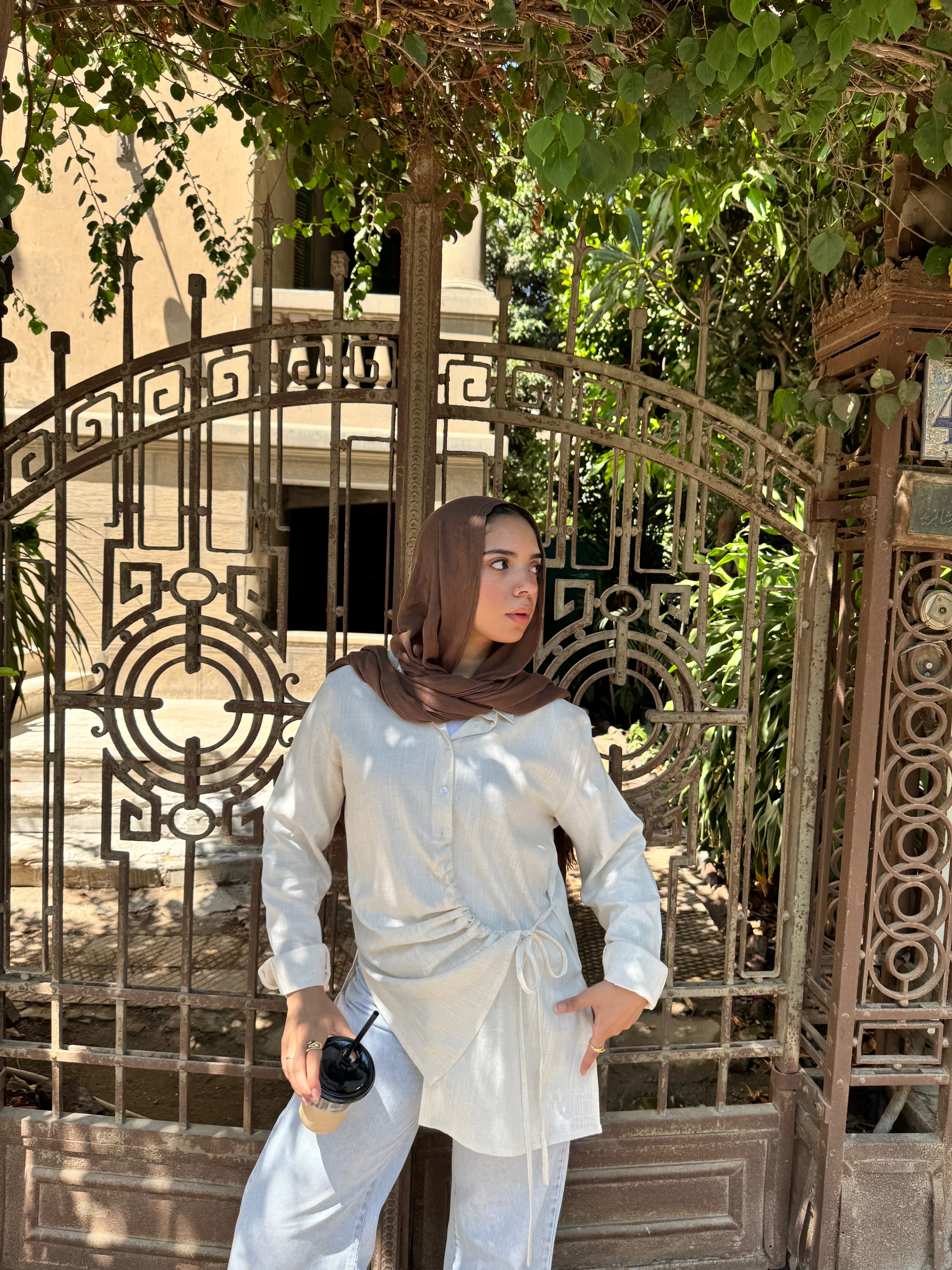 Cream Wrapped Linen Shirt