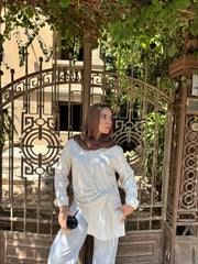 Cream Wrapped Linen Shirt
