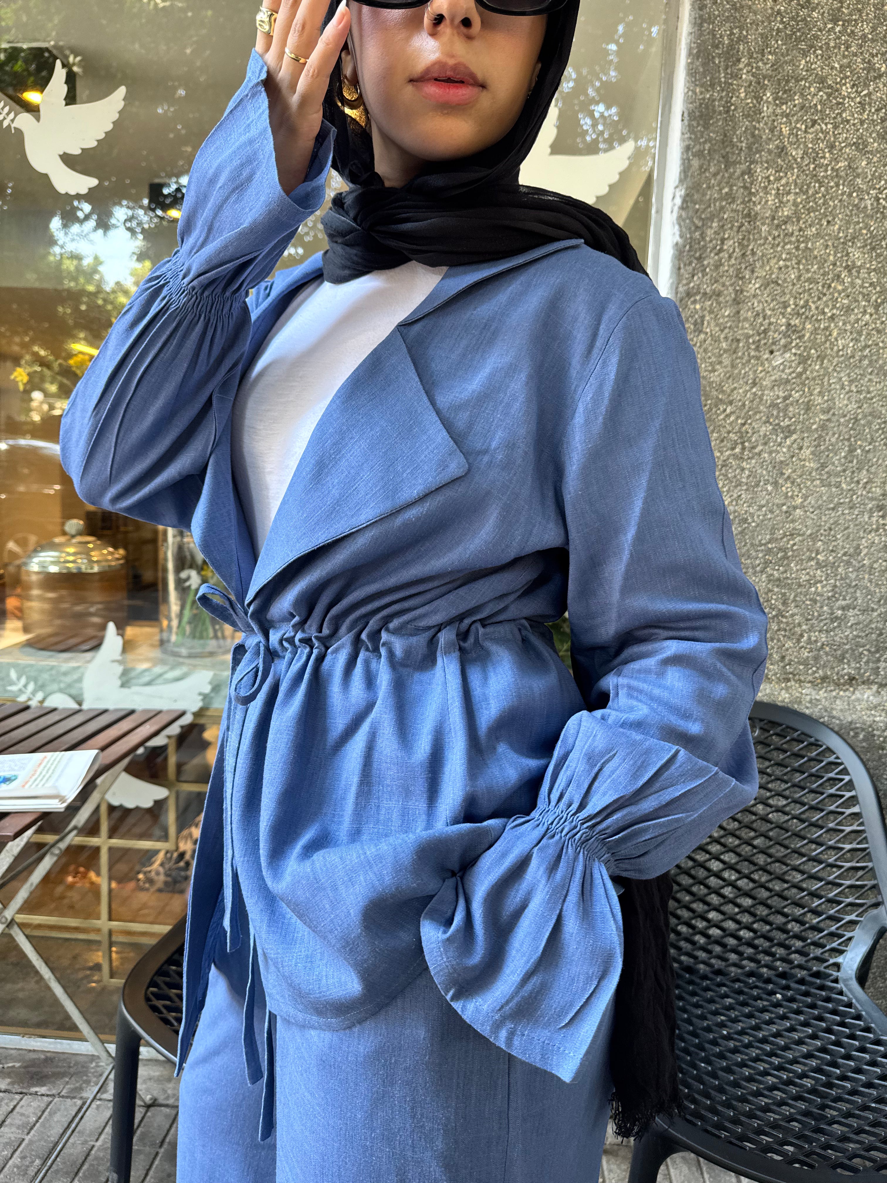 Cornflower Blue Wrapped Linen Set