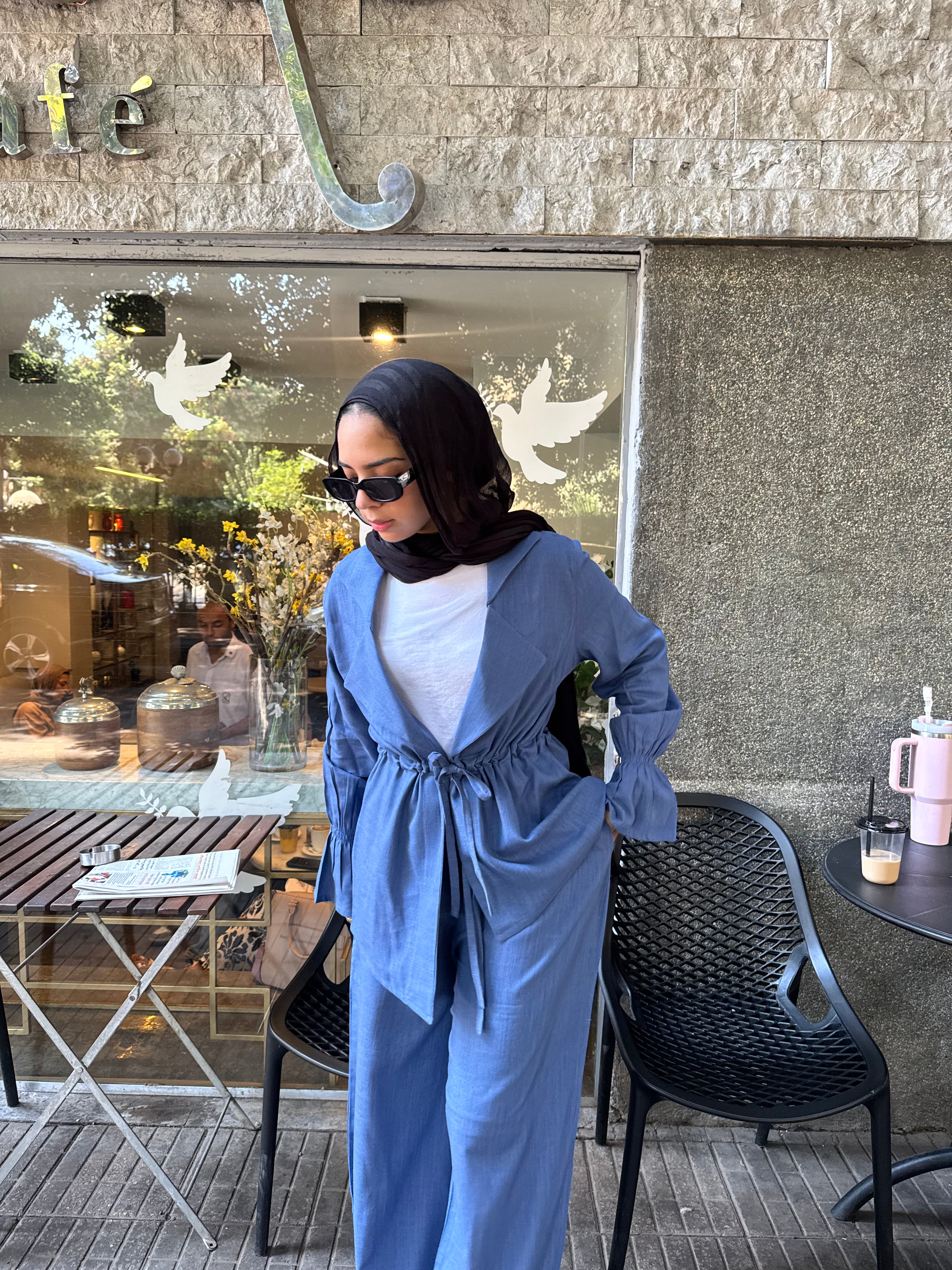 Cornflower Blue Wrapped Linen Set
