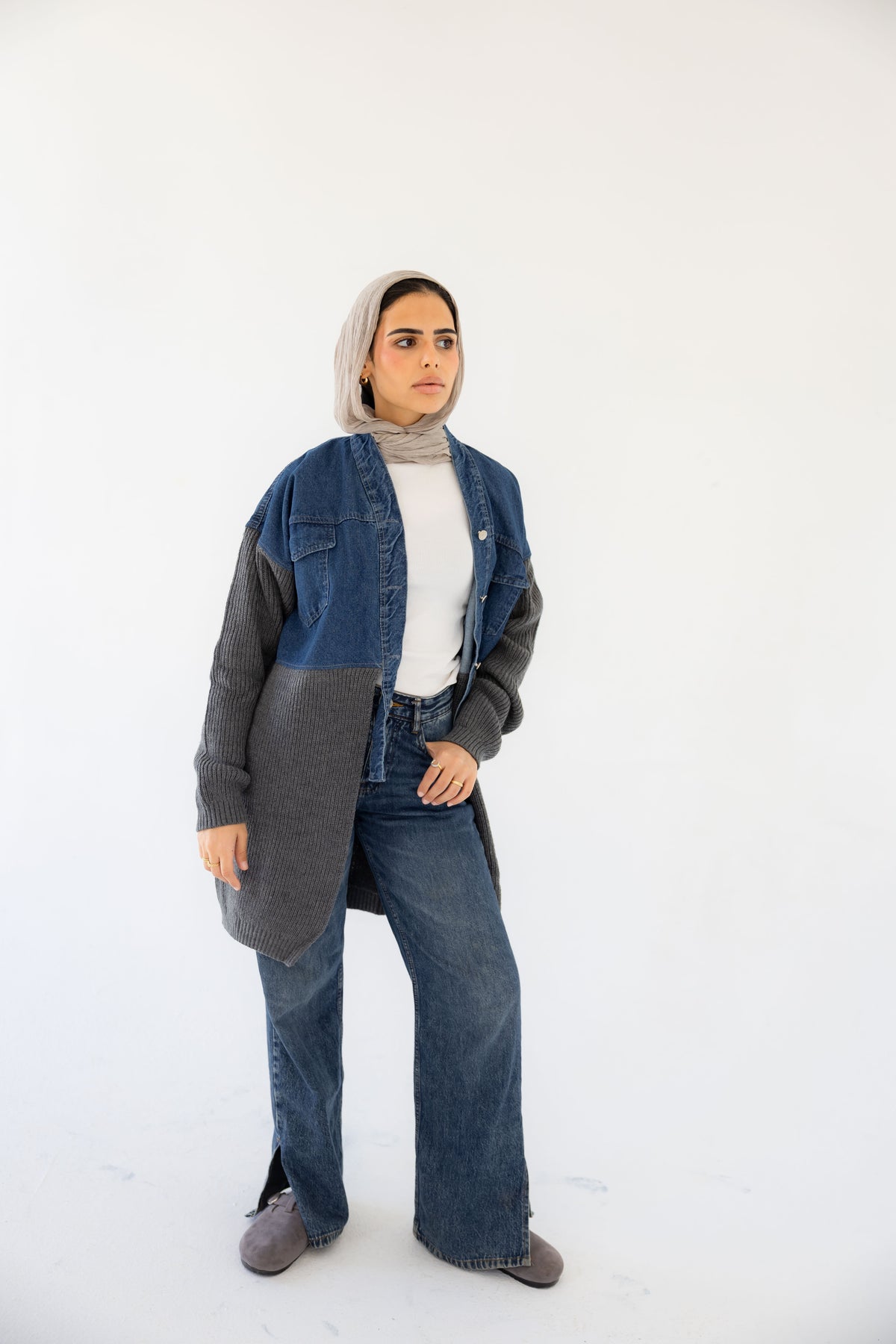 Knitted X Denim Jacket