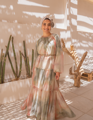 Fiesta Dress-Light Olive X Light Pink